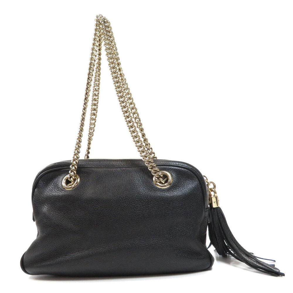 Gucci Leather Bag Tote GG Interlocking Black